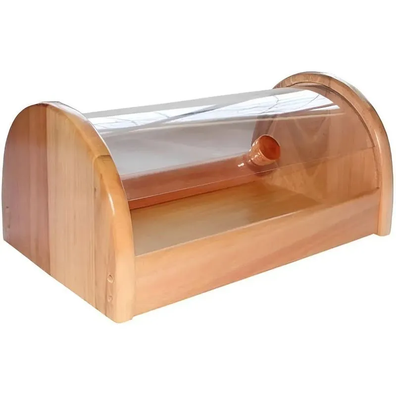 Cesto Porta Pão De Madeira Com Portas De Acrílico Café Manhã