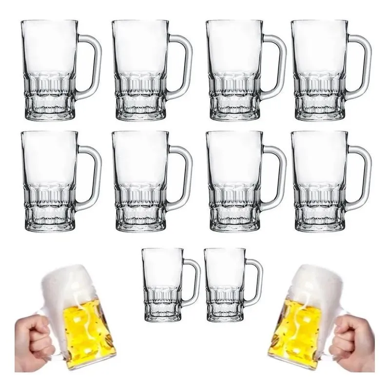 Jogo 24 Canecas Chopp Vidro Copos Cerveja Festa 300ml