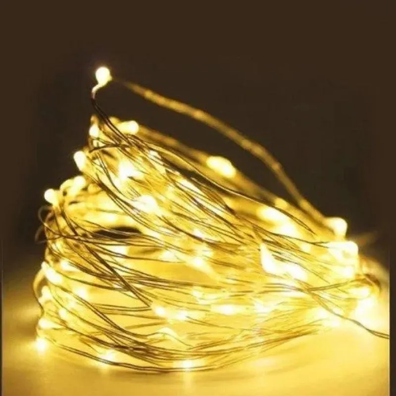 3x Fio Fada Cordão De Led 3m 30 Leds Fixo Pilha Branco Quent