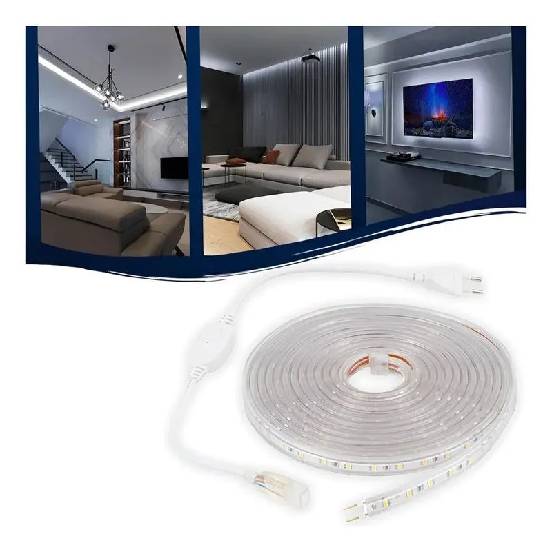 Mangueira Led 5050 Chata 10m Branco Frio San 220v