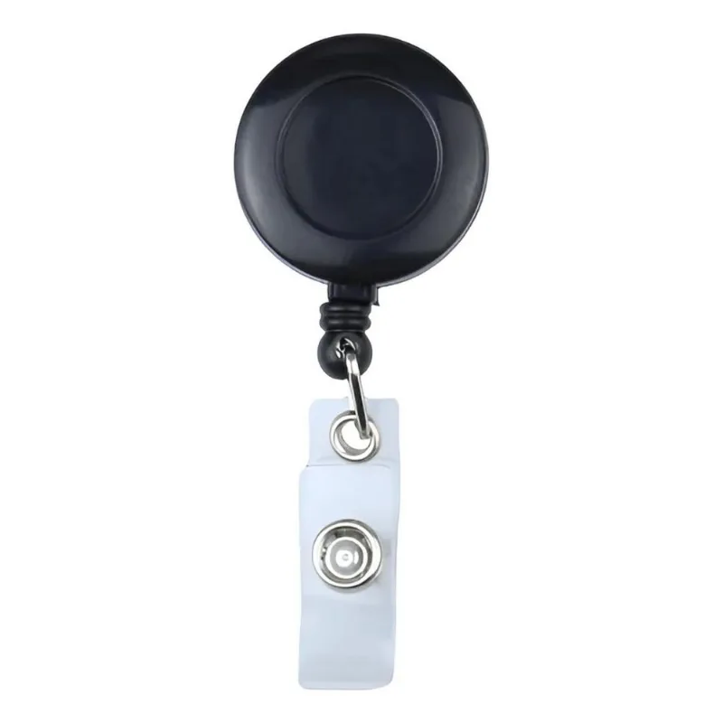 Porta Crachá Retrátil Roller Clip - 10 Unid Preto
