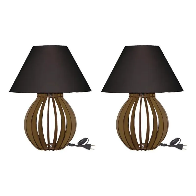 Par De Luminária Mesa De Quarto Abajur Sal Bege Bege 127/220