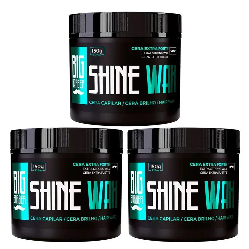 Kit 3x Cera Modeladora De Cabelo Shine Wax Brilho Big Barber