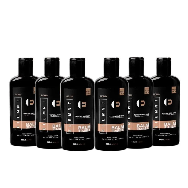 Kit 6x Balm Para Barba Hidratante Profissional 140ml Element