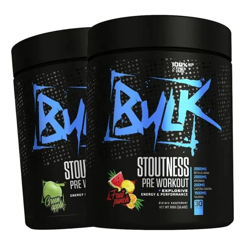 Kit 2x Pré Treino Stoutness Pre Workout Bulk Nutrition Sabor