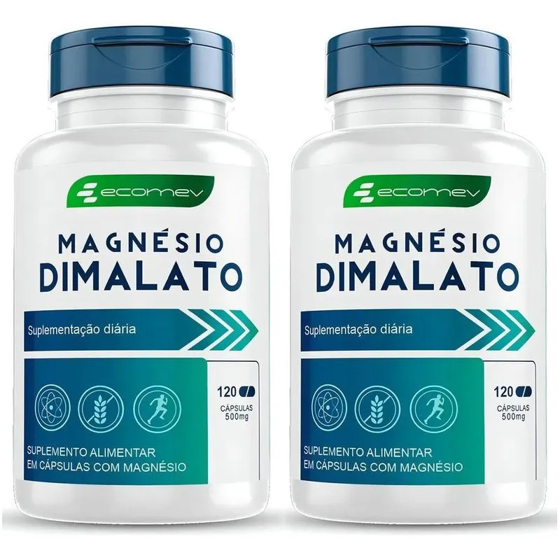 10x Kit 2 Suplemento Em Cápsulas Magnesio Dimalato 500mg Pu