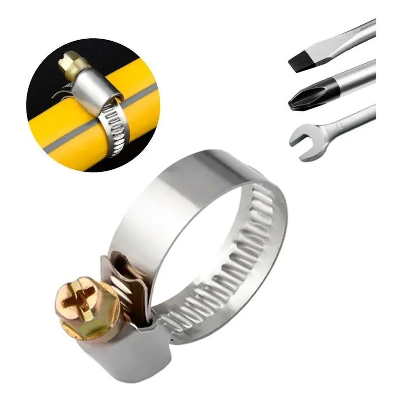 5x Abraçadeira De Metal Para Mangueira Aço Inox 30pçs Reforç