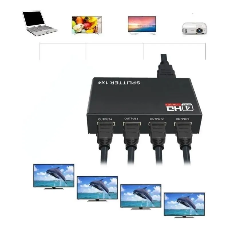 Divisor HDMI Splitter Duplicador 4x1 1080p +