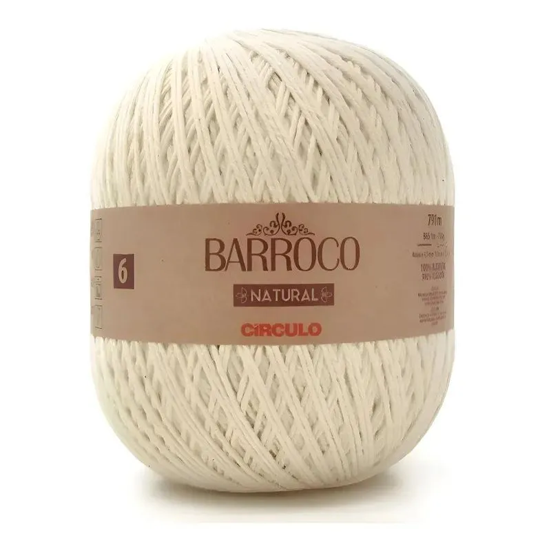 Linha Cordão Barbante Barroco Natural Círculo Nº6 - 700g Cor