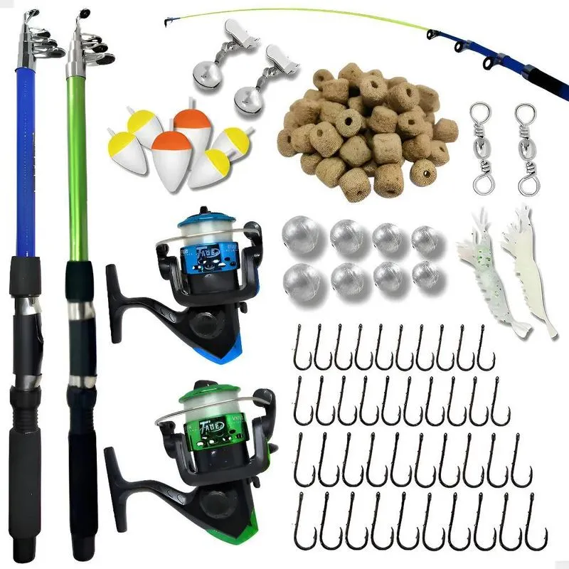 Pescamping Kit Pesca Completo 2 Varas Telescópicas Fibra De V
