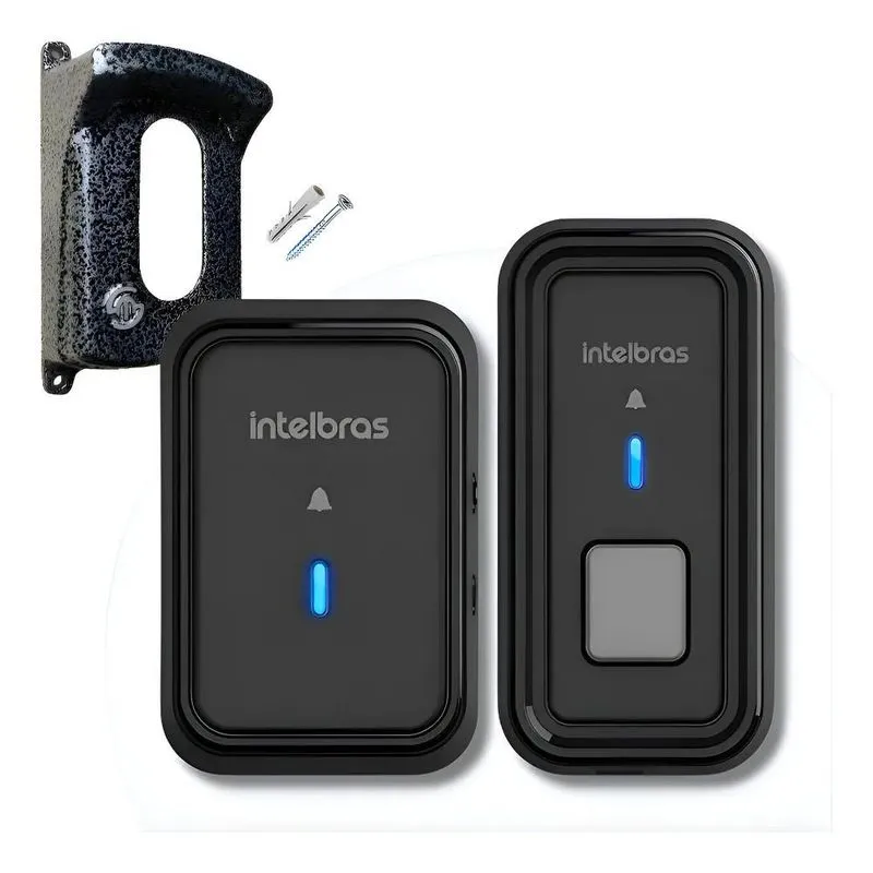 Kit Campainha Sem Fio Cib 101 Preta Intelbras Com Protetor