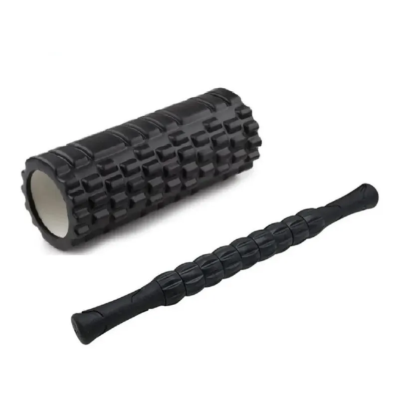 3x Kit Bastão Massagem E Rolo Liberação Foam Roller Miofasci