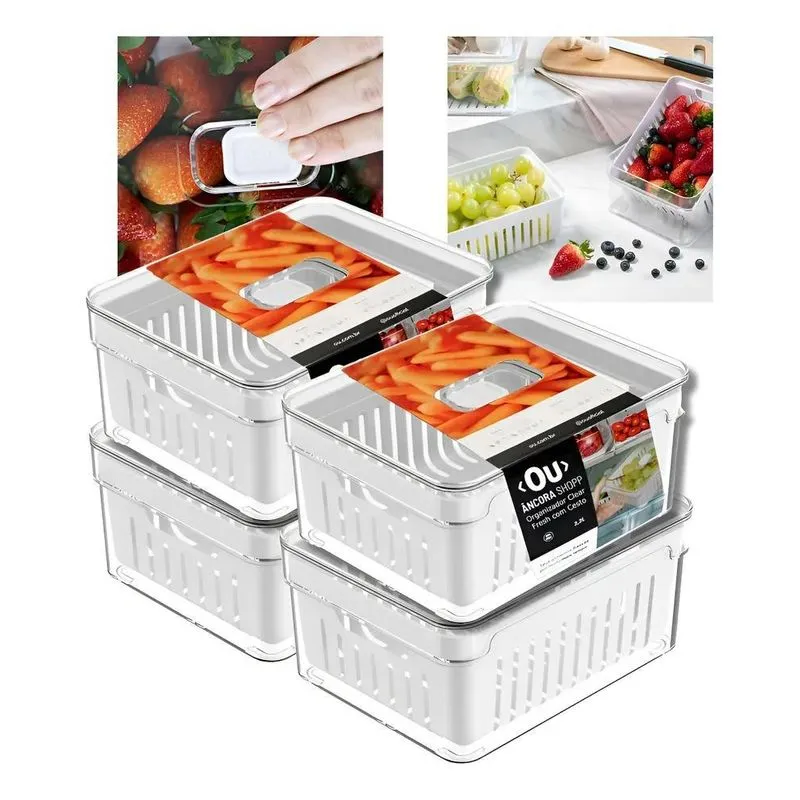 Kit 4 Organizadores Geladeira Armário Casa Cozinha Cesto Con