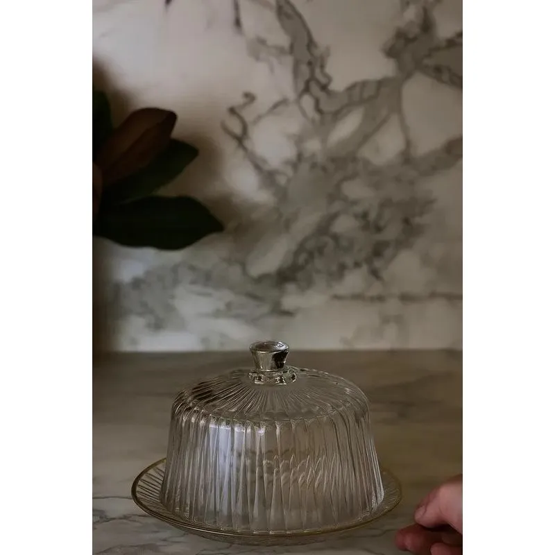 Queijeira Fio De Ouro Com Tampa De Cristal Radial Lyor - Bra