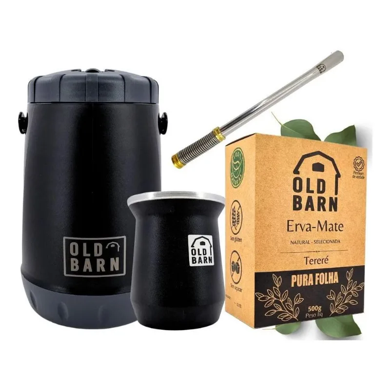 Kit Tereré Completo Old Barn Garrafa Cuia Bomba Pura Folha
