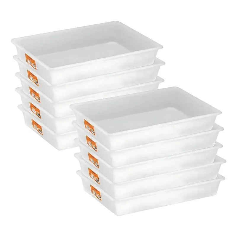 Kit 10 Bandejas Plásticas Para Açougue Multiuso 7,5 L Pleion
