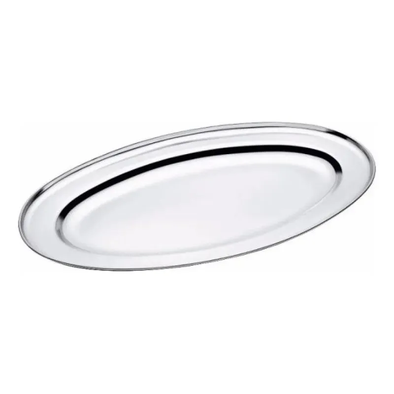 Kit 10 Travessa Bandeja 25cm Aço Inox Porção Oval Batata - P