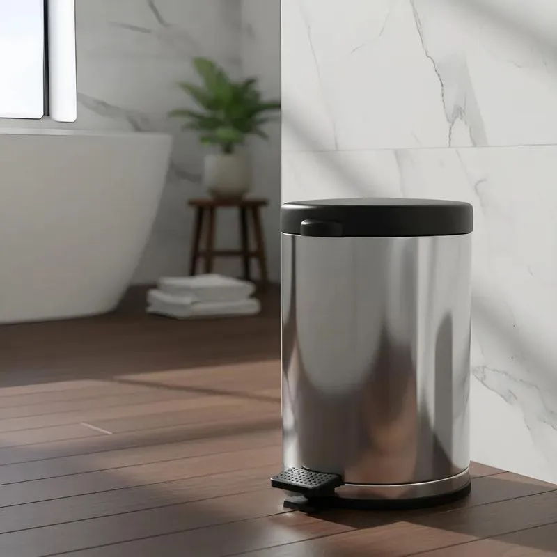 Lixeira Cozinha Inox 12 Litros Pedal Cesto Plástico Int Pret