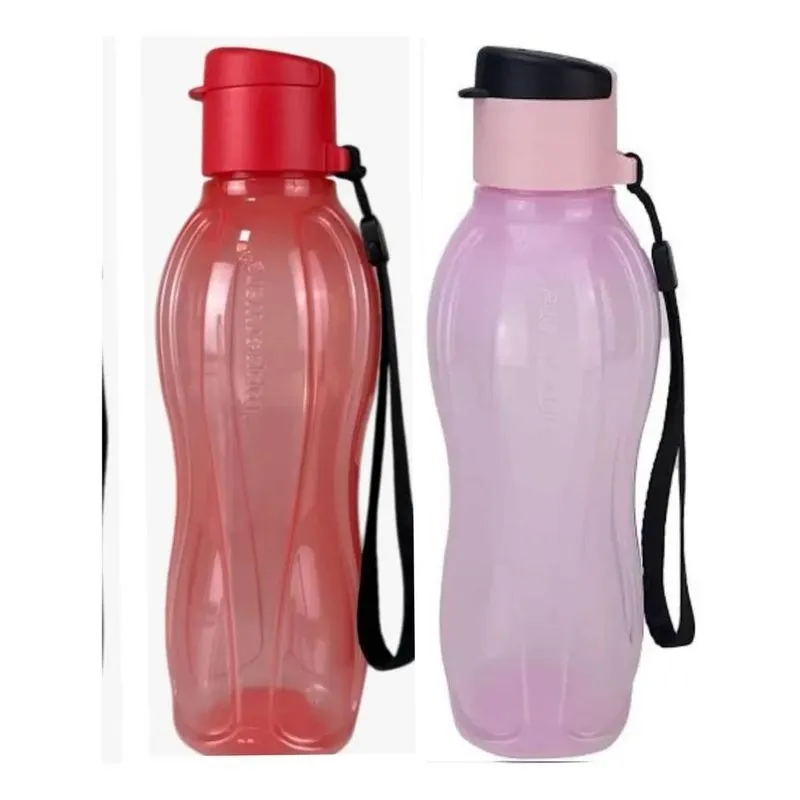 Tupperware Kit 2 Eco Tupper Garrafa 500 Ml Rosa E Vermelho