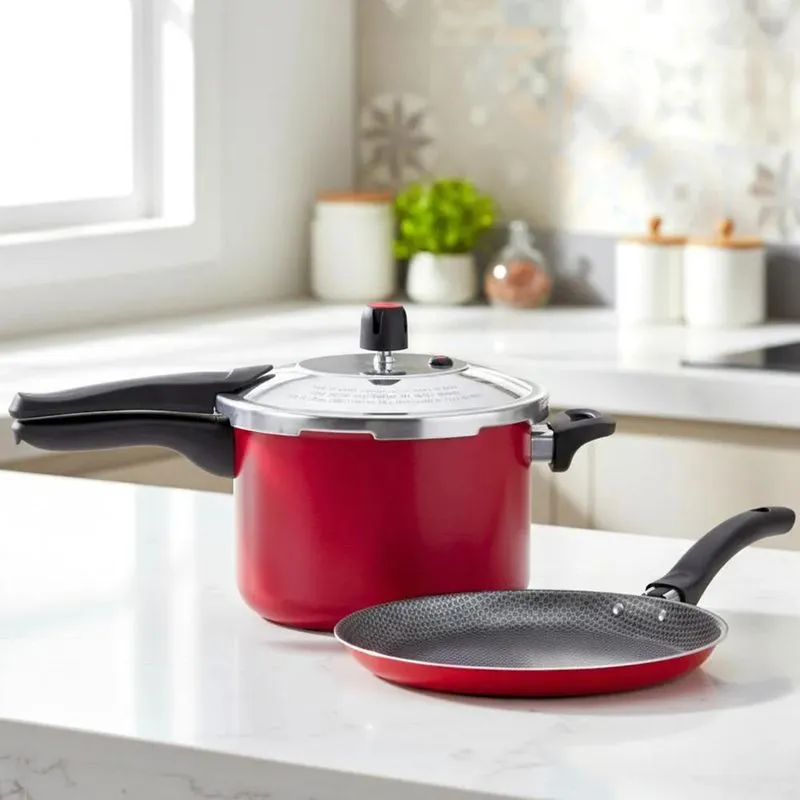 Panela De Pressão 4,5l Antiaderente+Frigideira Panquequeira