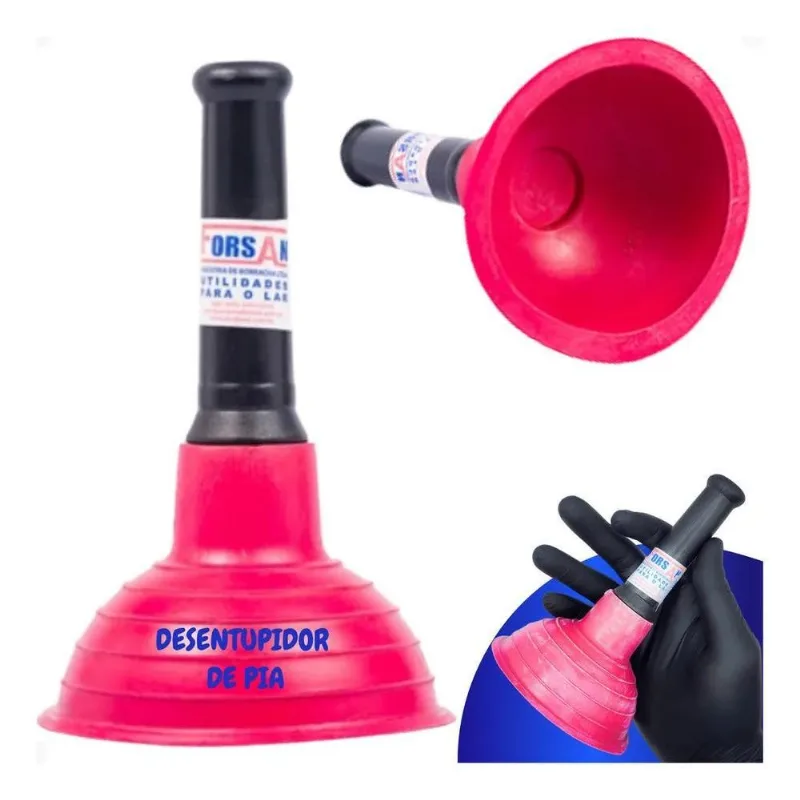 3x Desentupidor Para Pia E Ralo De Borracha Forsan