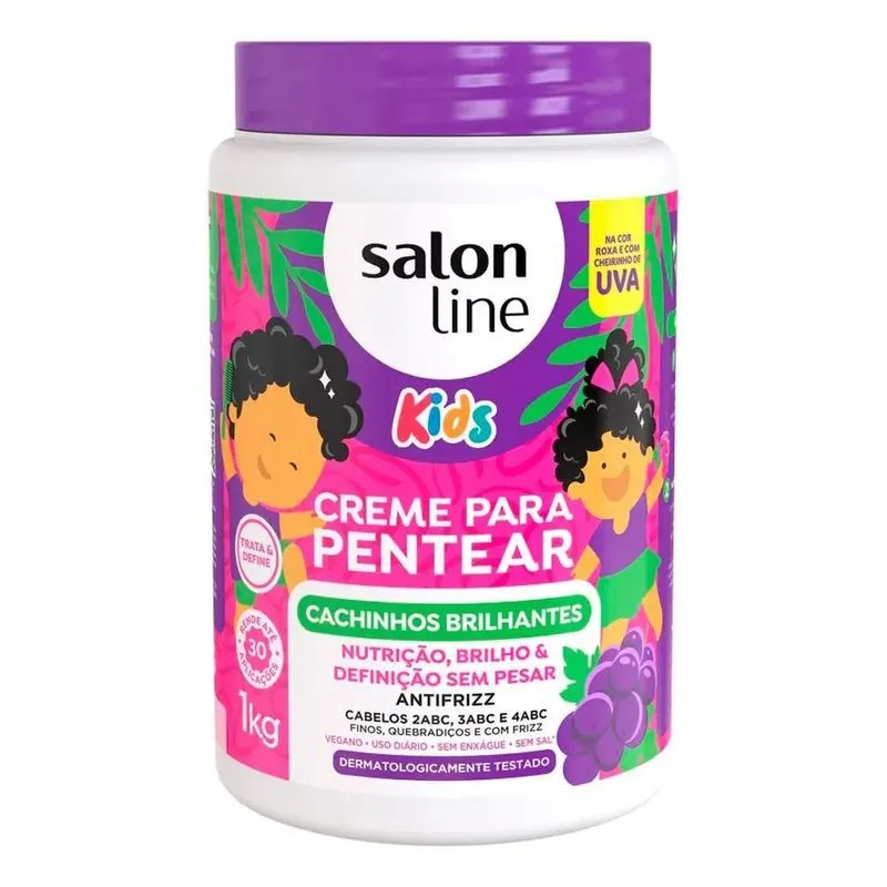 10x Creme Pentear Cachinhos Kids Cheirinho Uva Salon Line 1