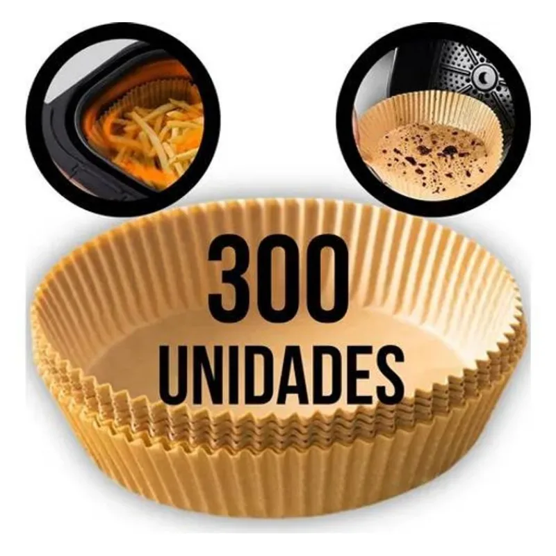2x Kit 300 Papel Descartável Air Fryer Antiaderente Grande