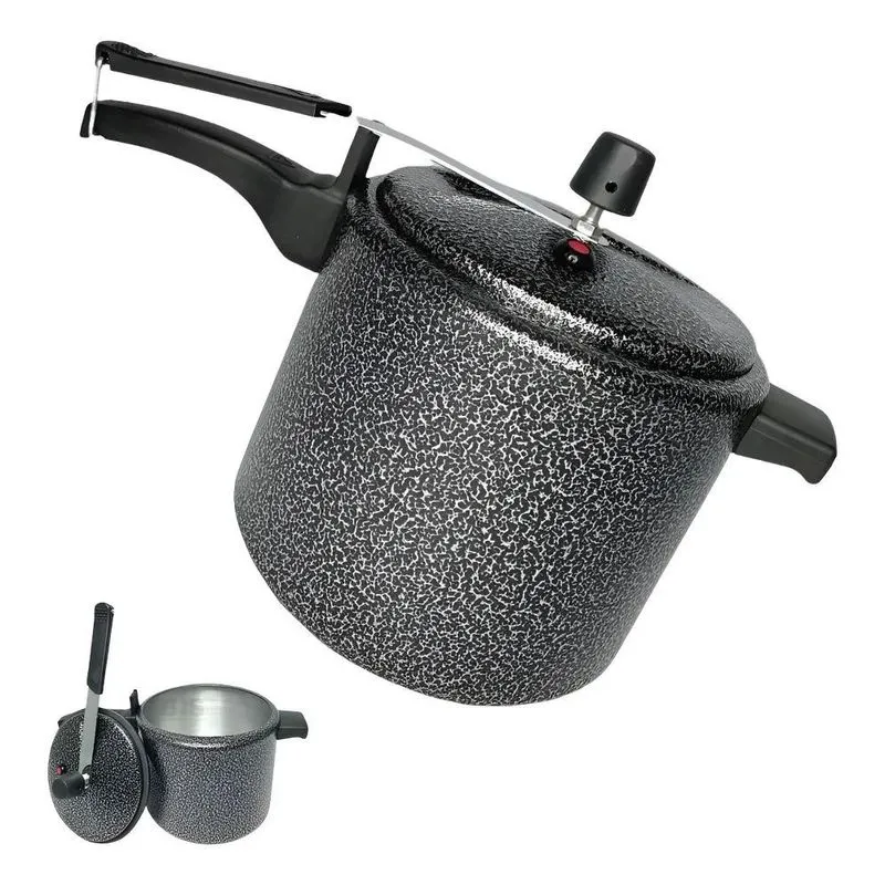 Panela De Pressão 7 Litros Alumínio Craqueado Cert Cor Preto