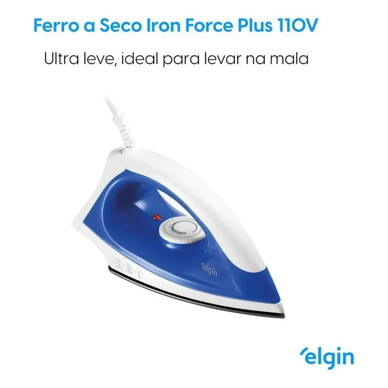 10x Ferro Passar Roupa A Seco Antiaderente Force Plus Elgin