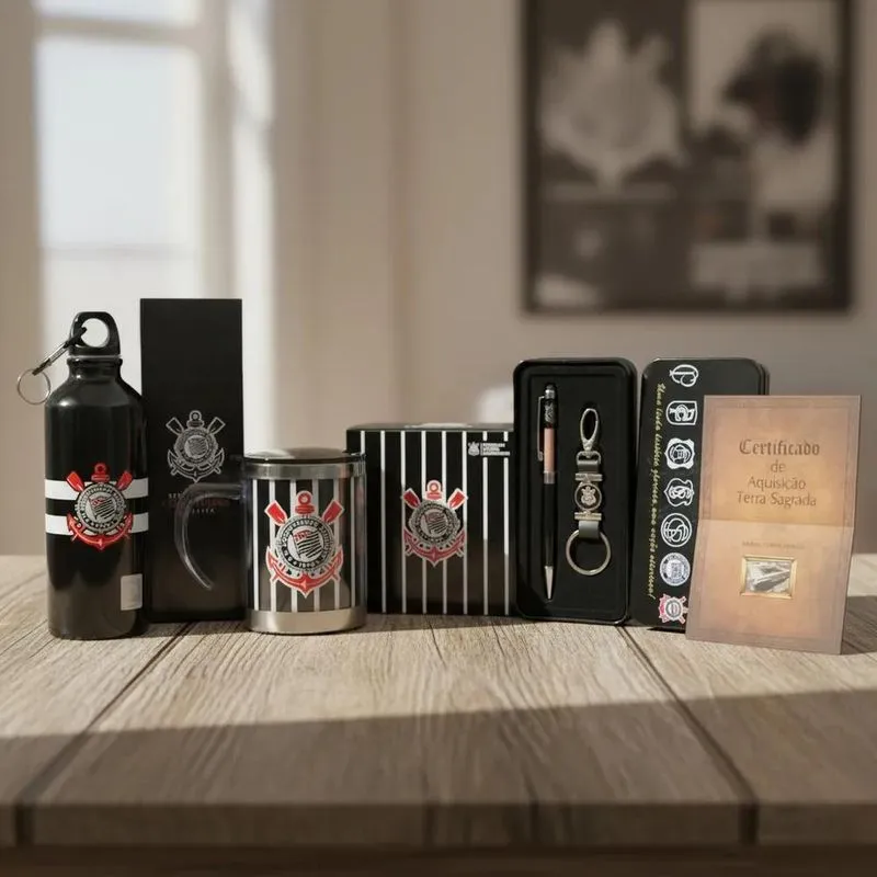Kit Presente Corinthians Caneca Termica ,garrafa + Chav Pret