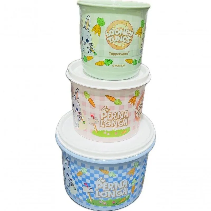 Kit 3 Peças Looney Tunes Páscoa Para Doces Em Plástico Com Vedação Tupperware