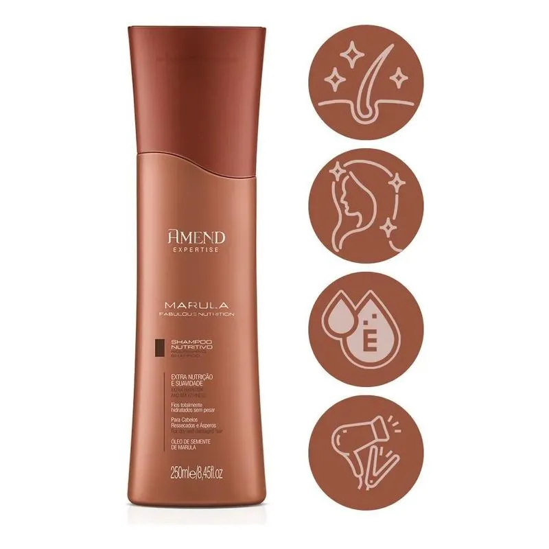 3x Shampoo Amend Marula Expertise 250ml