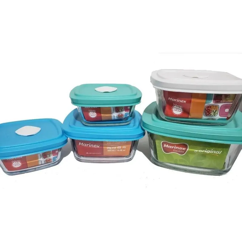Pote De Vidro Marinex Facilita Kit 5 Pc Vasilhas Br Color