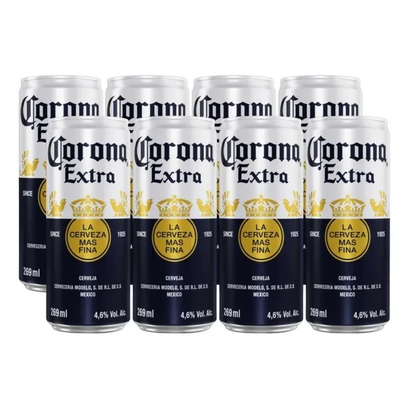 5x Cerveja Corona Extra Lata 269ml - 8 Unidades