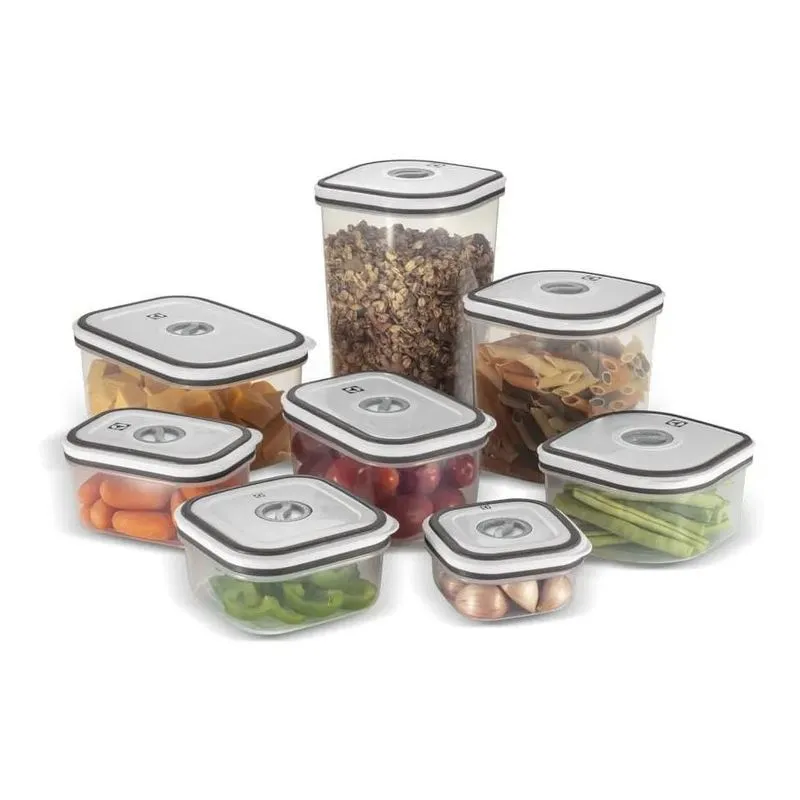 10x Kit Potes Plásticos Transparente Com Tampa Branca 8 Uni