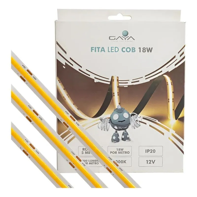 Fita Led Cob 18w Por Metro 12v Ip20 Rolo Com 5 Me 6000k