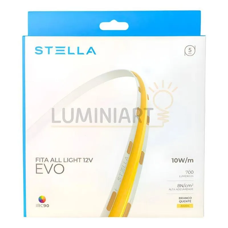 Fita Led Cob All Light 10w/m 12v 700lm 3000k 5m Irc90 Stella