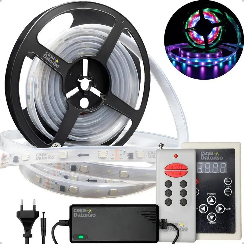 Kit Fita Led 6803 Rgb 5 Metros Controle E Controladora Digit