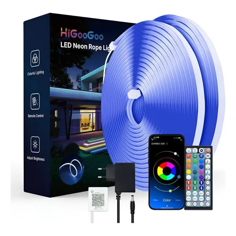 Higoogoo Neon Fita De Luz Led Rgb App E Remoto Mús 127/220v
