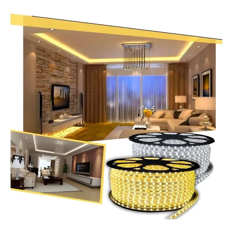 Mangueira Fita Led Chata 5050 30m Alto Brilho 5 Conecto 220v