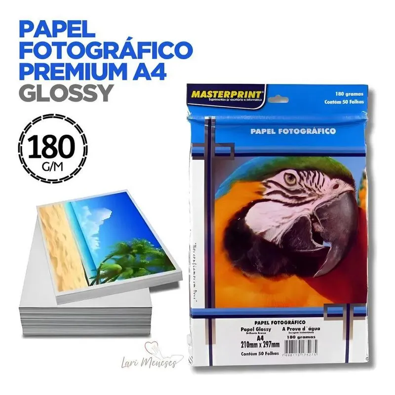 Masterprint A4 50 Folhas Papel Fotográfico 180g Brilho Cor B