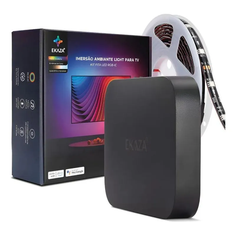 Fita Led Inteligente Ambilight Rgb Sincroniza Tv Wi-fi Alexa