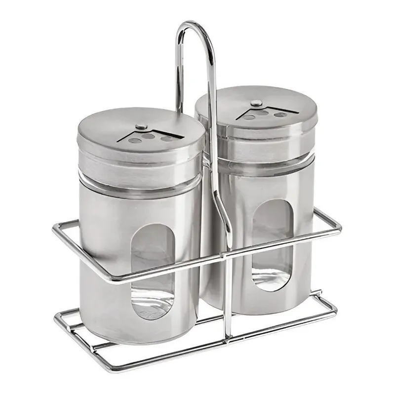 Jogo Saleiro Pimenteiro Com Suporte De Aço Inox Hauskraft Co