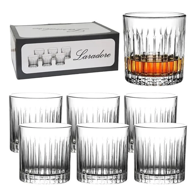 Jogo 6 Copos Baixos De Vidro Lapidado Laradore London 315ml