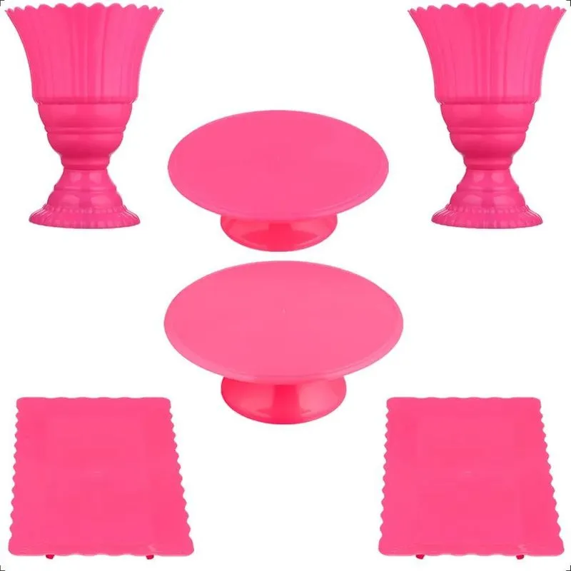 1 Boleira 26cm + 1 Boleira 20cm + 2 Vaso Real + 2 Band Pink