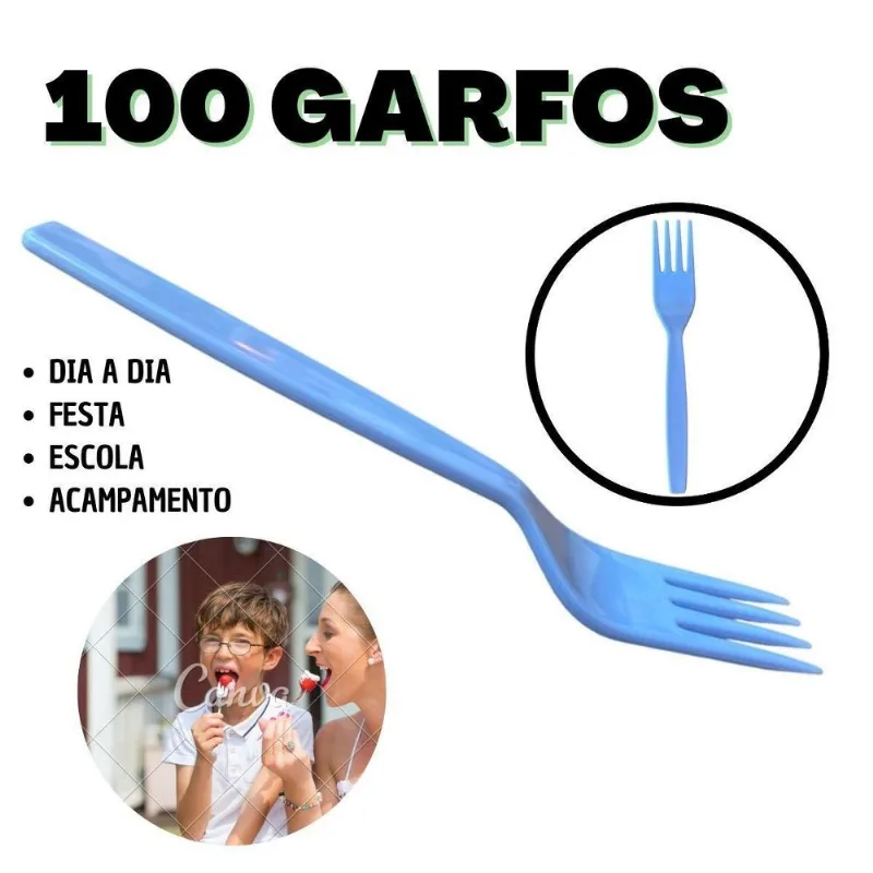 Garfo Plástico Resistente Escola Refeição Festa Sobremesa