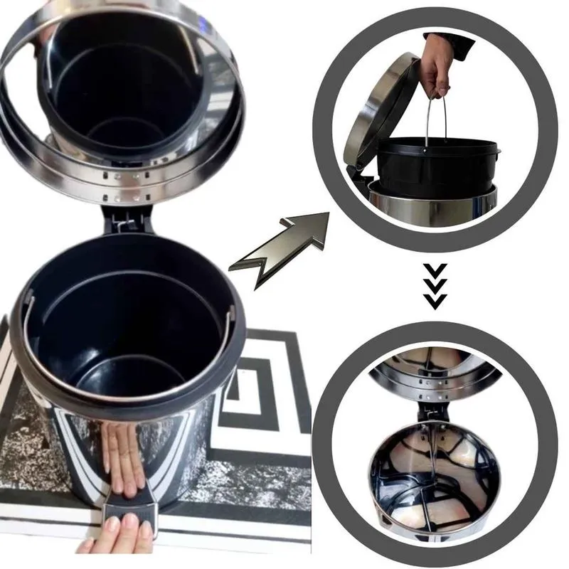 Cesto De Lixo 5lts 100% Inox Com Pedal Banheiro E Cozinha