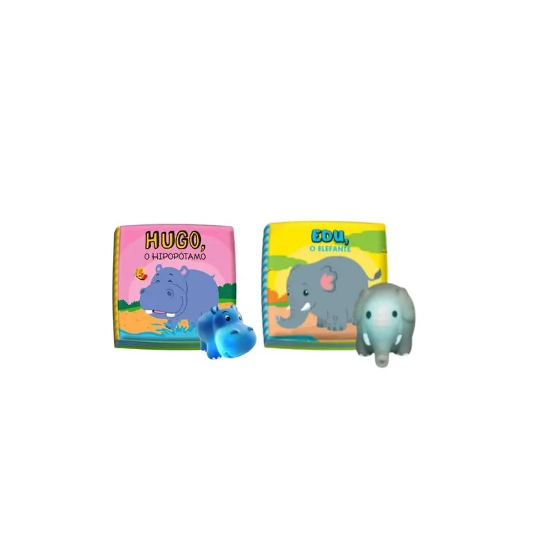 Kit 2 Livro Infantil Banho Hipopótamo E Elefante Bebe Feliz