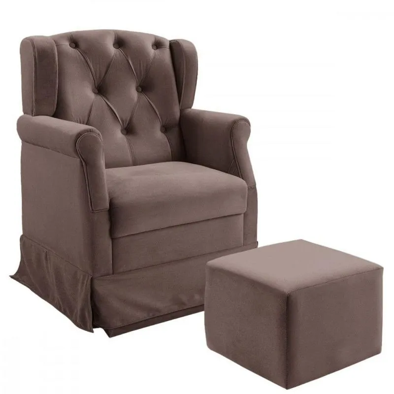 Poltrona De Amamentação Balanço Puff Ternura Suede Café Café