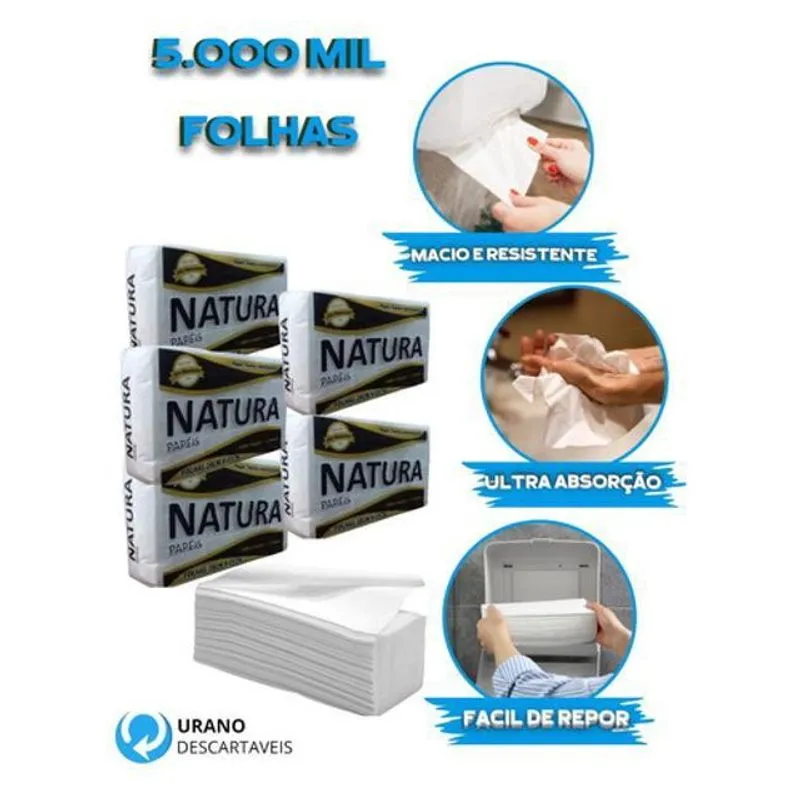 Papel Toalha Interfolha 100%Celulose 5000Mil Folhas